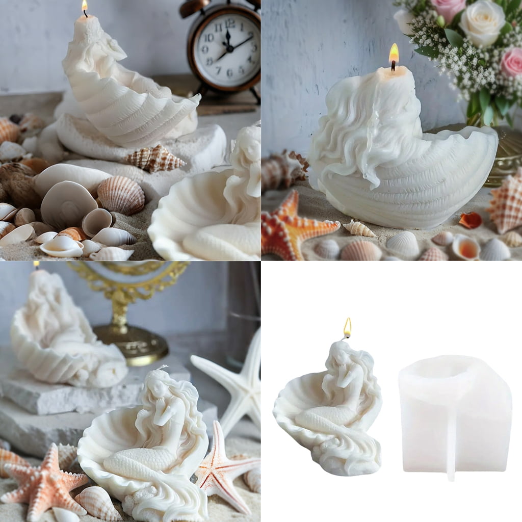DIY Shell Mermaids Candle Silicone Mold Unique Shell Mermaids Candle Making Mold Easy to Clean Silicone Accessory Mold