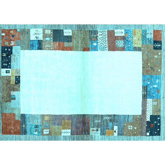 Ahgly Company Indoor Rectangle Solid Light Blue Modern Area Rugs, 2' x 4'