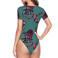 thumbnail image 4 of Naloa Snake And Rose Women's Short-Sleeved Onesie, One-Piece Swimsuit for Parties, dates, clubs - X-Large, 4 of 9