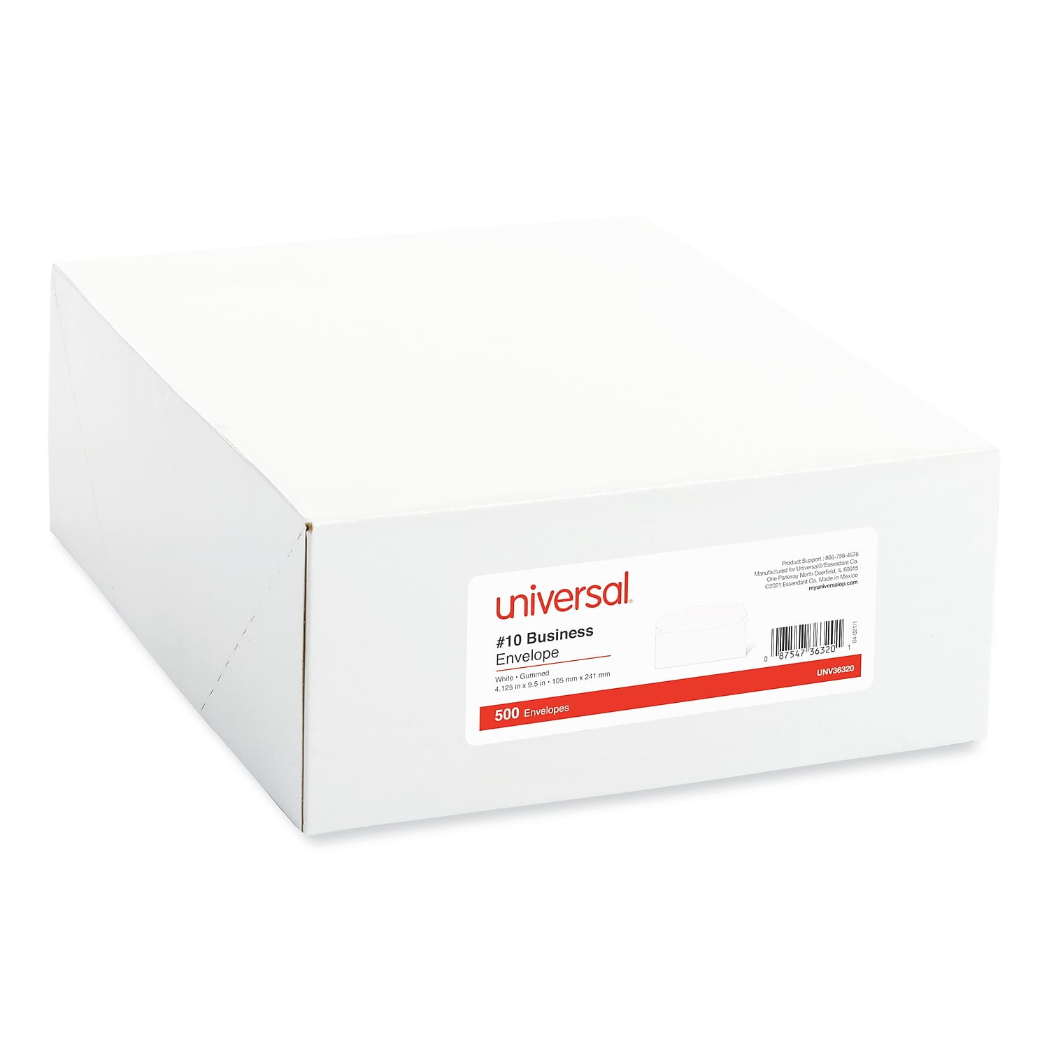 Universal UNV36320 4.13 in. x 9.5 in. #10 Commercial Flap Gummed Business Envelope - White (500/Box)
