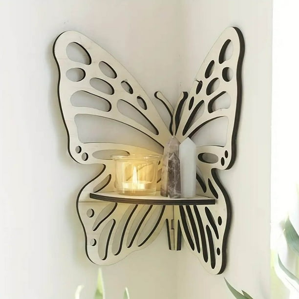 Estantería colgante esquinera, soporte de pared, rack de decoración, estilo moderno, para cocina, alta capacidad, metal resistente, diseño 2 niveles, para hogar, fácil instalación
