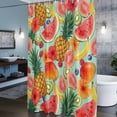 thumbnail image 6 of Summer Fruit Shower Curtain, Watercolor Watermelon Banana Pineapple Red Flowers Waterproof Shower Curtain Set with 12 Hooks Lightweight Bath Curtains Fabric Bathroom Decor 48x72 Inches, 6 of 9