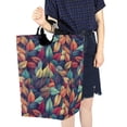 thumbnail image 4 of Yayeee Freestanding Laundry Hamper with Handle Collapsible Large Storage Basket for Clothes, Blue Vibrant Leaves Pattern, 4 of 7