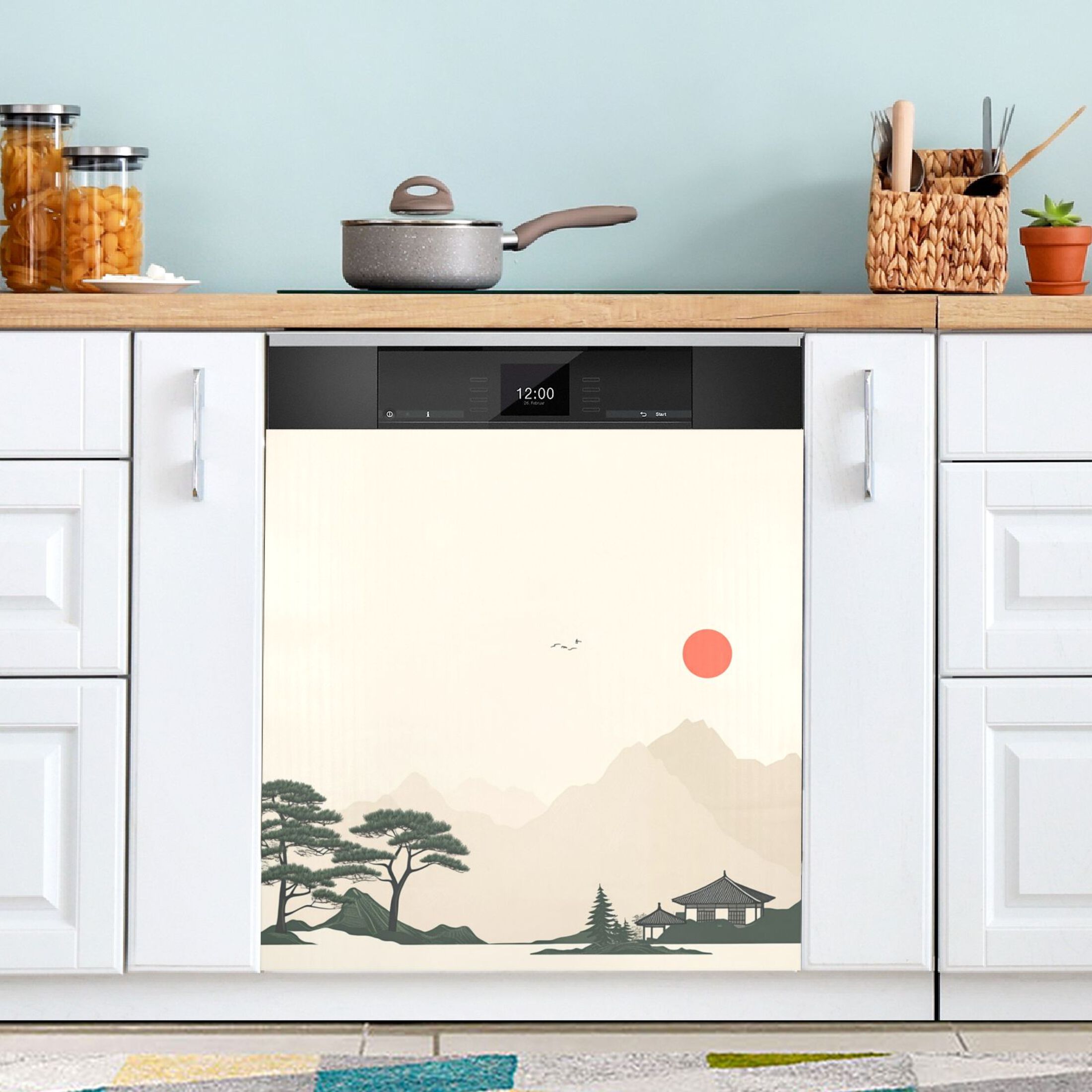 Dishwasher Magnetic Sticker 23x26 Inch Refrigerator Magnetic Sticker Washing Machine Magnetic Sticker Kitchen Panel Magnetic Sticker Home Decor Beautiful Orange Sun