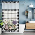 thumbnail image 6 of Spring Flowers No Hooks Shower Curtain with Snap-in Liner Daisy Lavender Bouquet Retro Wood Black Plaid Shower Curtains for Bathroom, Waterproof, Easy Install, Washable 36"x72", 6 of 9