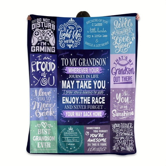 1pcs Grandson Gifts From Grandma, To My Grandson Blanket From Grandma, Birthday Gifts For Grandson, Grandson Graduation Gifts Ideas, Gifts For Grandson Soft Flannel Throw Blankets
