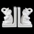 thumbnail image 2 of Ceramic Stitting Trumpeting Elephant Figurine Bookend Assortment of Two Marbleized Gloss Finish Black, 2 of 2