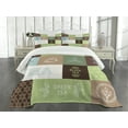 thumbnail image 3 of Ambesonne Tea Party Quilted Bedspread Set 3 Pcs, Checkered Tea Images, King Size, Green Brown Blue, 3 of 5