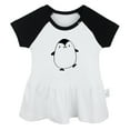 thumbnail image 1 of Hello Funny Dresses For Baby, Newborn Babies Animal Penguin Pattern Skirts, Infant Princess Dress, 0-24M Kids Graphic Clothes (Black Raglan Dresses, 18-24 Months), 1 of 4