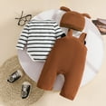 thumbnail image 6 of Curenmufel Coming Home Outfit Boy Winter Newborn Baby Outfit Boy Girl Letter Print Long Sleeve Romper Shirt Pants Beanie Hat Set Fall Winter Clothes 0 3 6 9 12 18 24 Months (Black,6-12 Months), 6 of 8