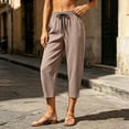 thumbnail image 7 of Ltctricy Women's Capri Pants with Pockets Tapered Casual Drawstring Lounge Pants Buttons Travel Beach Pants(Brown,4X-Large), 7 of 7