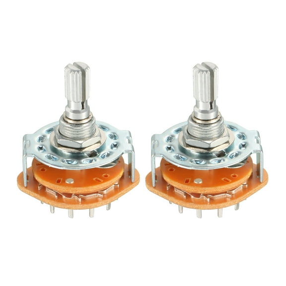 3P4T 3 Pole 4 Position Selectable 1 Deck Band Selector Rotary Switch 2Pcs