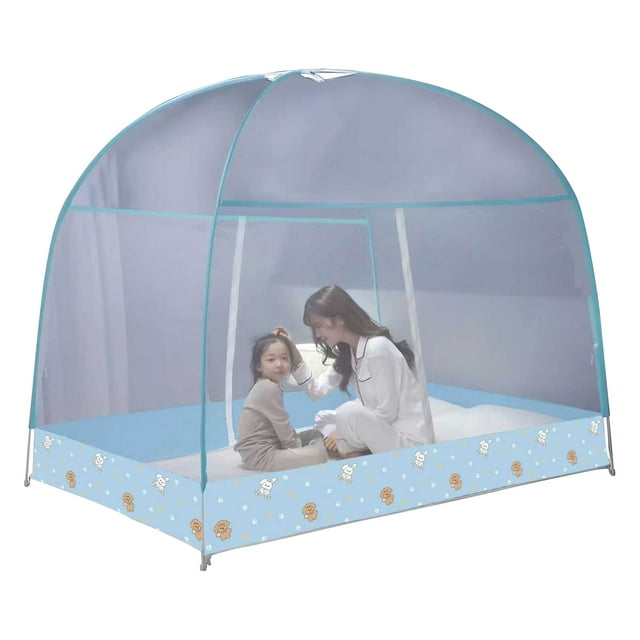 CSChome Mosquito Net Portable Folding Net Tent Zipper Closure Open Quickly Fully Enclosed Bed Cover Curtain