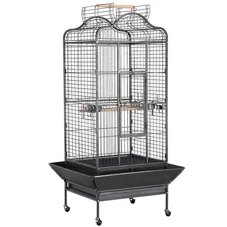 Yaheetech 63''H Open Playtop Extra Large Bird Cage Parrot Cage for African Grey Sun Conures Parakeets Cockatiels, Large Rolling Metal Pet Cage with Stand & Open Roof