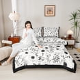 thumbnail image 4 of Manfei Grey Flower Print Full Size Comforter Sets for Girls, Groovy Daisy Floral Bedding Comforter Set, Retro Western Theme Reversible Bedding Sets, Super Cozy Room Decor, 3-Piece, 4 of 8