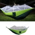 thumbnail image 4 of Hamaca de camping con mosquitera, cama individual colgante para dormir, para exteriores, senderismo Verde blanco, 4 of 8