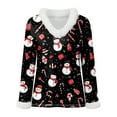 thumbnail image 6 of larppty Christmas Tops with Xmas Printed V Neck 2025 Fur Trim Long Sleeve Shirts Blouse Holiday Party Tops for Women (Black, XL), 6 of 8