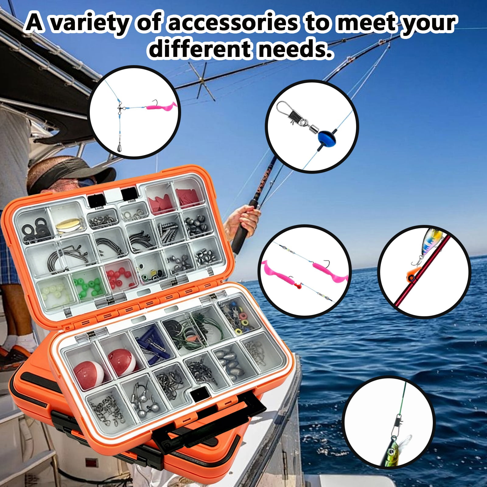 Arcticwind Fishing Accessories Kit,246PCS Fishing Tackle Box with Hooks with Fishing Hooks,Swivels,Beads,Heart Shaped Plastic Sheet for Saltwater & Freshwater Fishing
