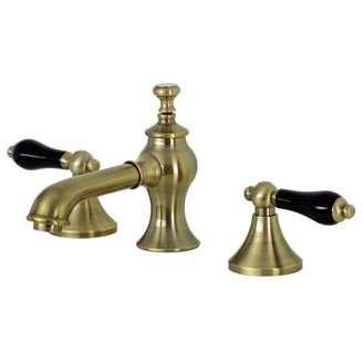 Kingston Brass Heirloom Widespread Bathroom Faucet - Polished Nickel, 8-16" Spread, With Drain
