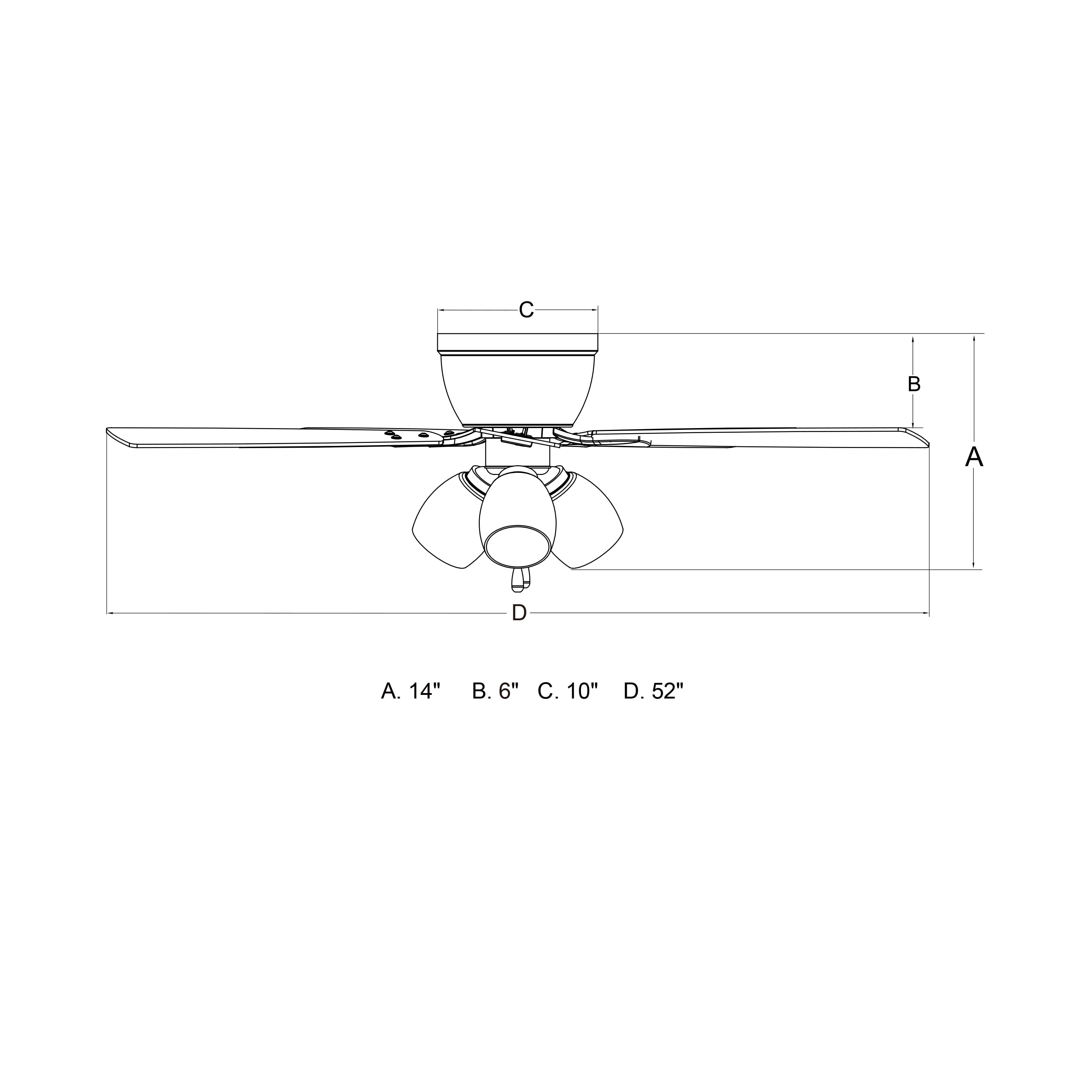 Brayton Black Transitional 3-Light Flush Mount Ceiling Fan with Light Kit, Pull Chain, Reversible Blades