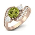 thumbnail image 2 of 6mm Round 925 Sterling Silver Rose Vermeil Peridot Three Stone Bypass Valentines Day Gifts Ring, 2 of 3