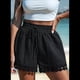 thumbnail image 4 of Pantalones Cortos con Cintura Elástica y Encaje Bordado para Mujer, Color Negro, Talla M, 4 of 7