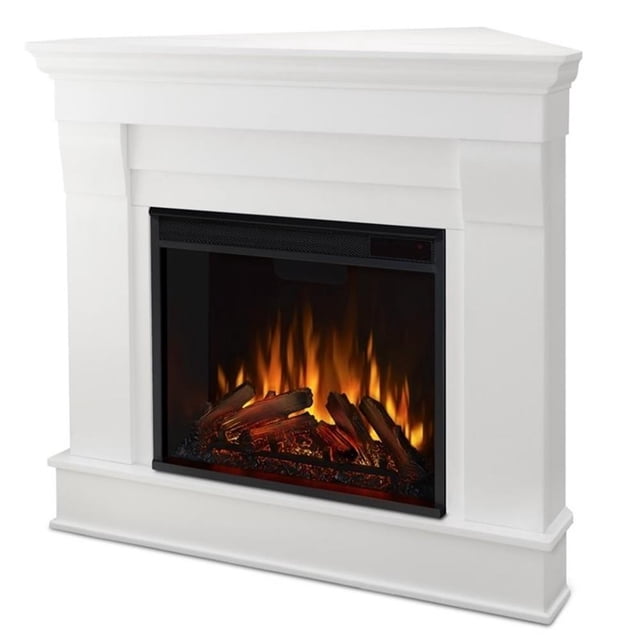 Real Flame Canada Château Foyer Électrique d'Angle en Bois Massif, Blanc