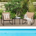 thumbnail image 2 of Costway 3 Pieces Patio Conversation Set Outdoor Metal Chair & Table Tempered Glass Top, 2 of 11