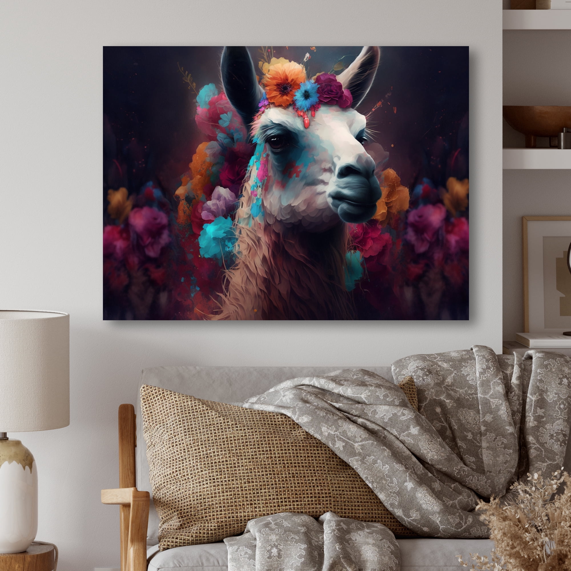 Designart Floral Lama I Canvas Wall Art