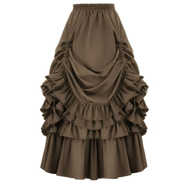 LSLJS Fashion Womens Skirt Gothic Solid Comfy Summer Multi Layered Skirt Ladies Dress, Gothic Dress