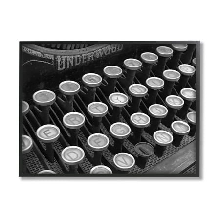 Stupell Industries Antique Typewriter Keys Literature & Flim Photography Black Framed Art Print Wall Art 14 x 11