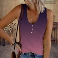 thumbnail image 2 of Women's Gradient Camisoles Sleeveless Tunic Ribbed Knit Vest V Neck Button Up Tank Top Summer Casual T-shirts Ombre Tees, 2 of 5