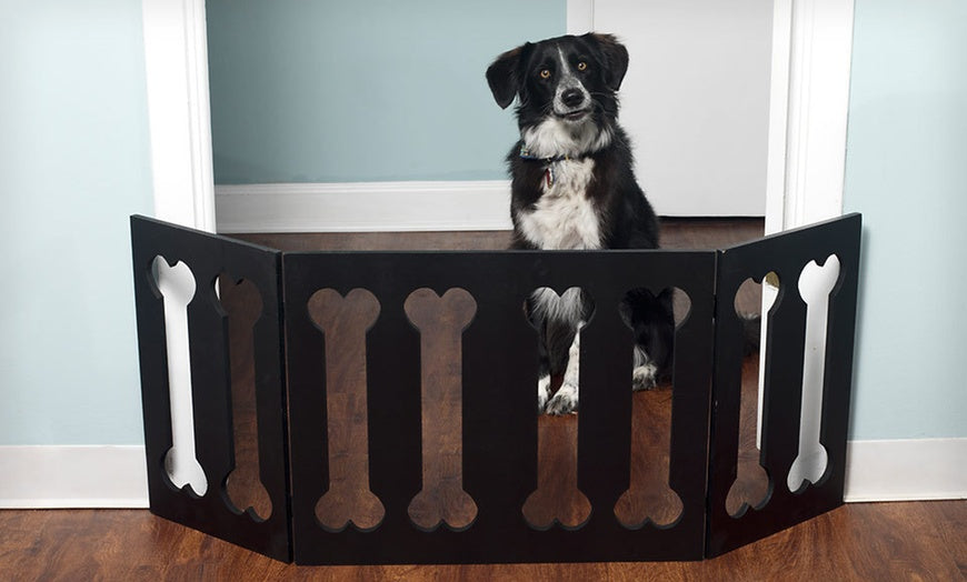 Foldable Dog Bone Gate, 3 Section Pet Fence, Portable, 23.75" x 47.5", 19" tall