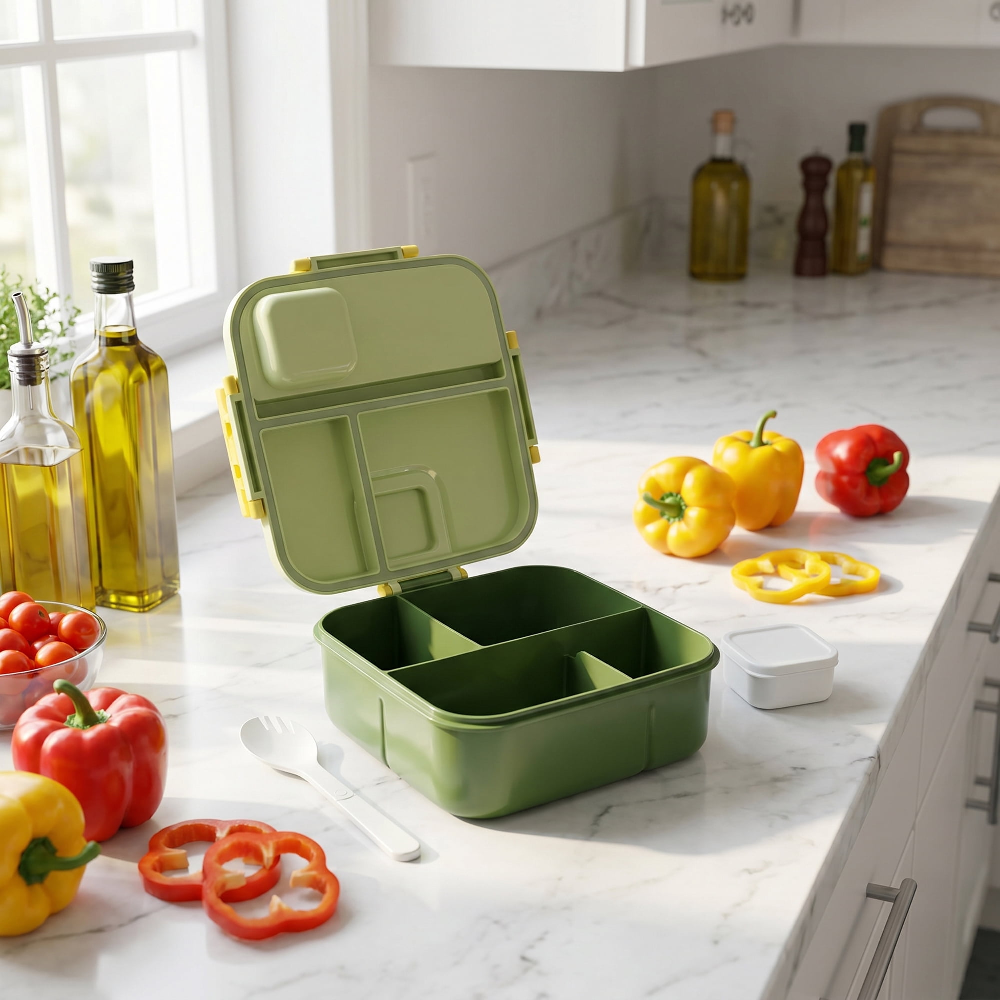 Unique Bargains Portable Leak-Proof Meal Lunch Bento Box Green