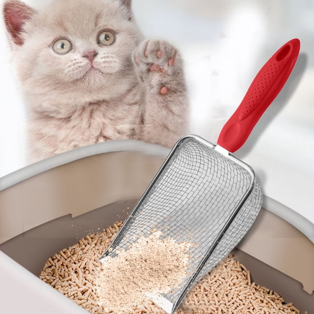 YWIYIUD 1PC StainlessSteel Mesh Cat LitterScoop Durable Cleaning Shovel with Comfortable Handle Portable and Practical Catlitter Sifting Tool Suitable for Home and Pet Shop