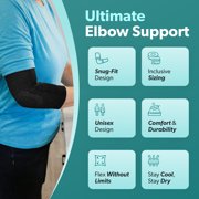 BraceAbility Elbow Compression Sleeve for Tendonitis and Arthritis, Black, Medium