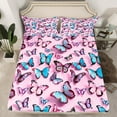thumbnail image 2 of Manfei Butterfly Bed Sheets Set King Size,Multicolor Butterflies Bedding Sets King Size,Pink Blue Bed Sheets King,Lightweight Room Decoration,4 Pieces, 2 of 7