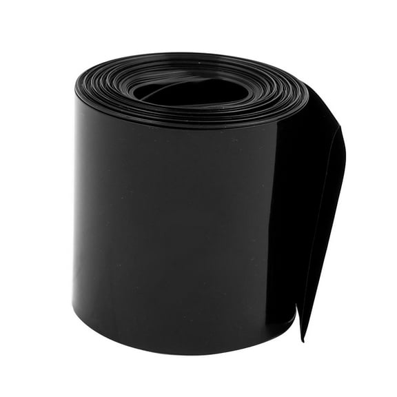 55mm Flat Width 5.5M Length Heat Shrink Tube Black for 18650 Batteries