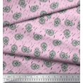 thumbnail image 3 of Soimoi Pink Cotton Duck Fabric Artistic Skull Print Sewing Fabric Yard 42 Inch Wide, 3 of 3