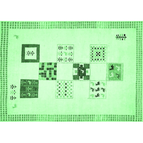 Ahgly Company Indoor Rectangle Solid Emerald Green Modern Area Rugs, 8' x 10'