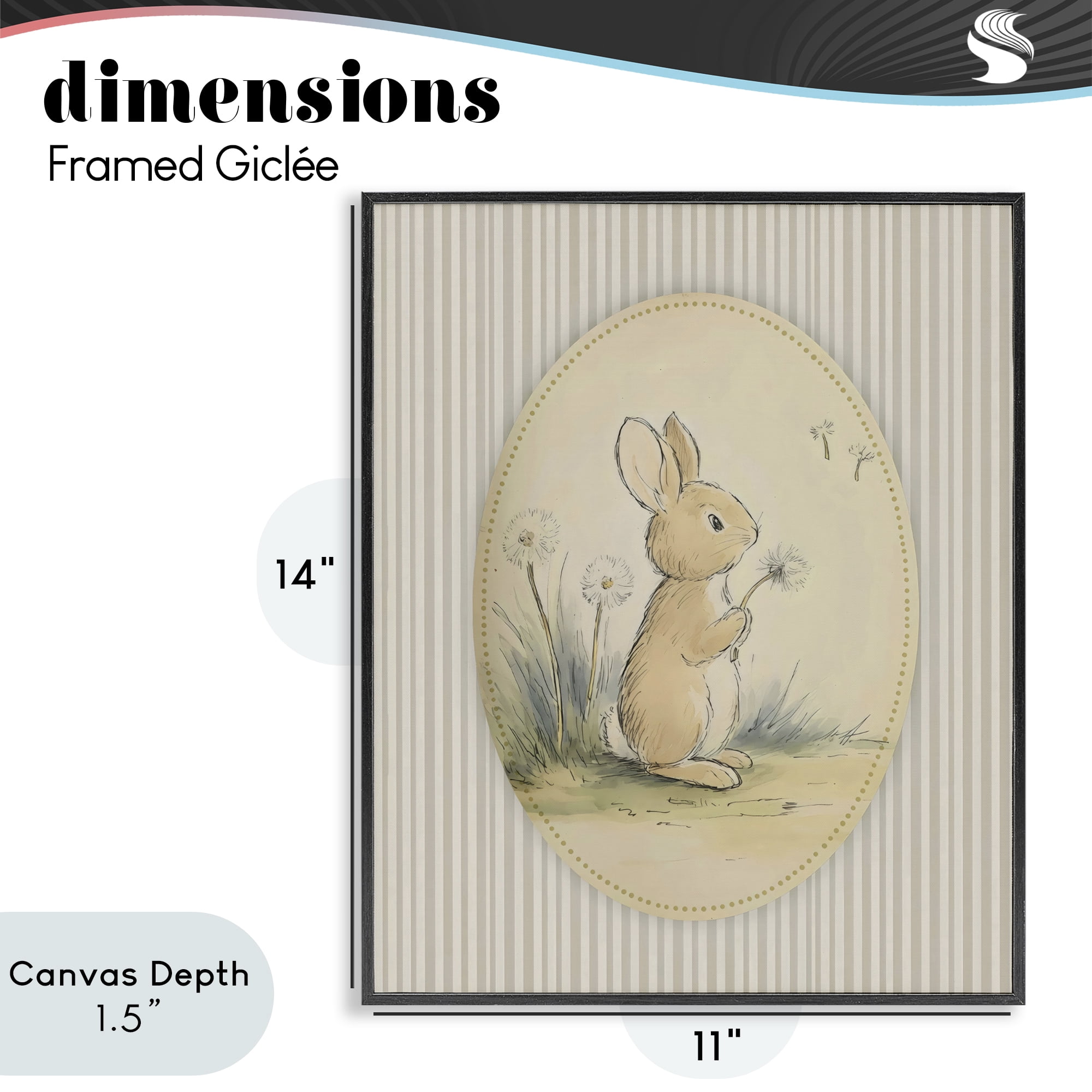 Stupell Industries Baby Bunny in Dandelions Black Framed Giclee Art, design by Arlington Prints