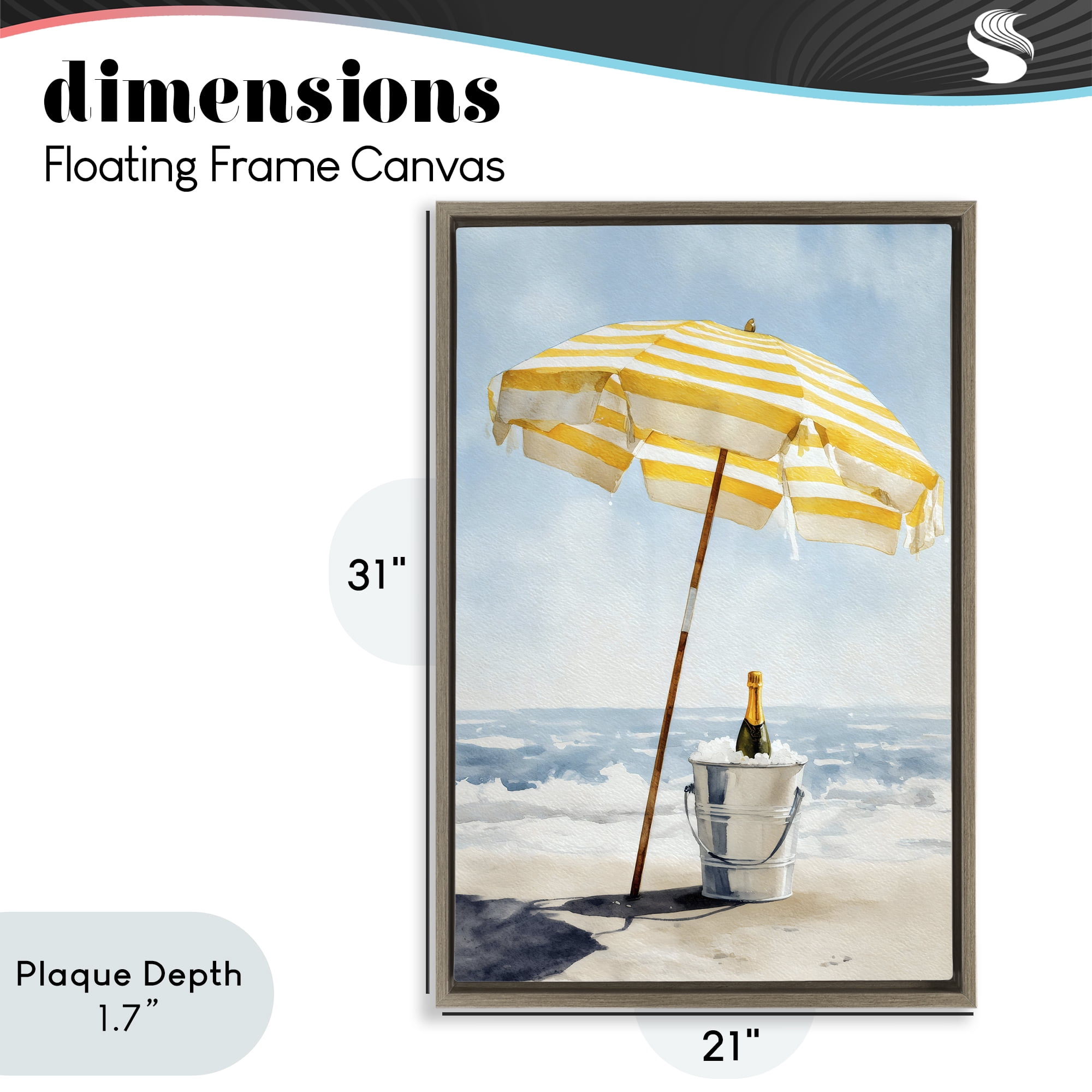 Stupell Industries Sunshine Celebration at Seaside Brown Framed Floater Canvas Wall Art, design by Petal Prints Design