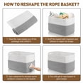 thumbnail image 7 of Large Blanket Basket, 22"x12"x17"(75L) Rectangle Woven Baskets for Storage, Cotton Rope Basket for Living Room, Toy Basket with Handle, Basket for Organizing(White & Gray), 7 of 7