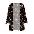 thumbnail image 5 of Hkibbfh Women's Lightweight Cardigan Sweaters 3/4 Sleeve Summer Cardigans for Women Lightweight Open Front Shrug Cardigan Floral Print Dressy Casual Soft Spring Cardigans Black L, 5 of 5