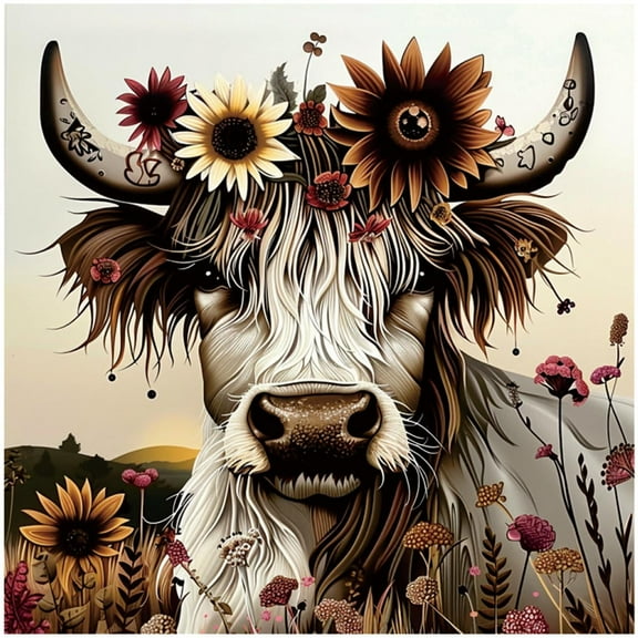 Sunflower Yak Wooden Jigsaw Puzzle 12"x 12" inch 500 pieces Adult Home Decoration Art Gift Family Game