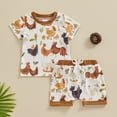 thumbnail image 2 of Okbabeha Baby Boy Girl Summer Clothes Chicken Short Sleeve T-Shirt Farm Animal Shorts Sets Toddler Western Outfits, 2 of 9