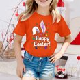 thumbnail image 2 of MIXUE Toddler Girls Tops & T-Shirts Easter Bunny Round Neck Short Sleeve Casual Solid Color Tops Pullover Tshirts Holiday Wear,Orange,4-5 Years, 2 of 4