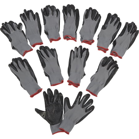 Ironton Nitrile-Coated Work Gloves, 12 Pairs, Black, Large