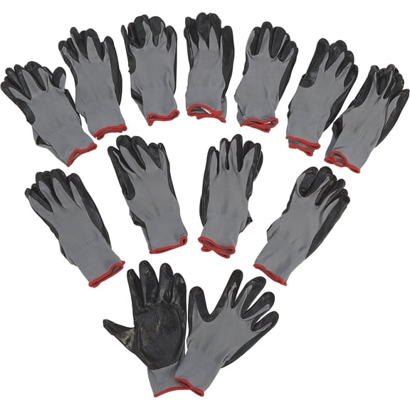 Ironton Nitrile-Coated Work Gloves, 12 Pairs, Black, Large
