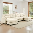 thumbnail image 2 of GAKMCIL 140" Loveseat Sofa with 2 Ottoman, 4 Seater with Upholstered Large Size Deep Seat,Cloud Sectional Couches Chenille Fabric for Living Home, 2 of 13
